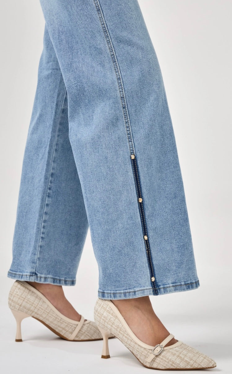 Wide leg split jeans- petit fit