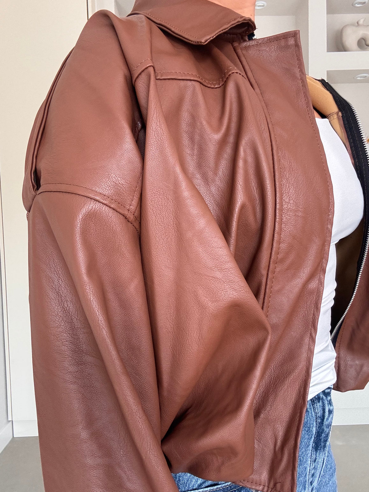 Leatherlook jacket bruin