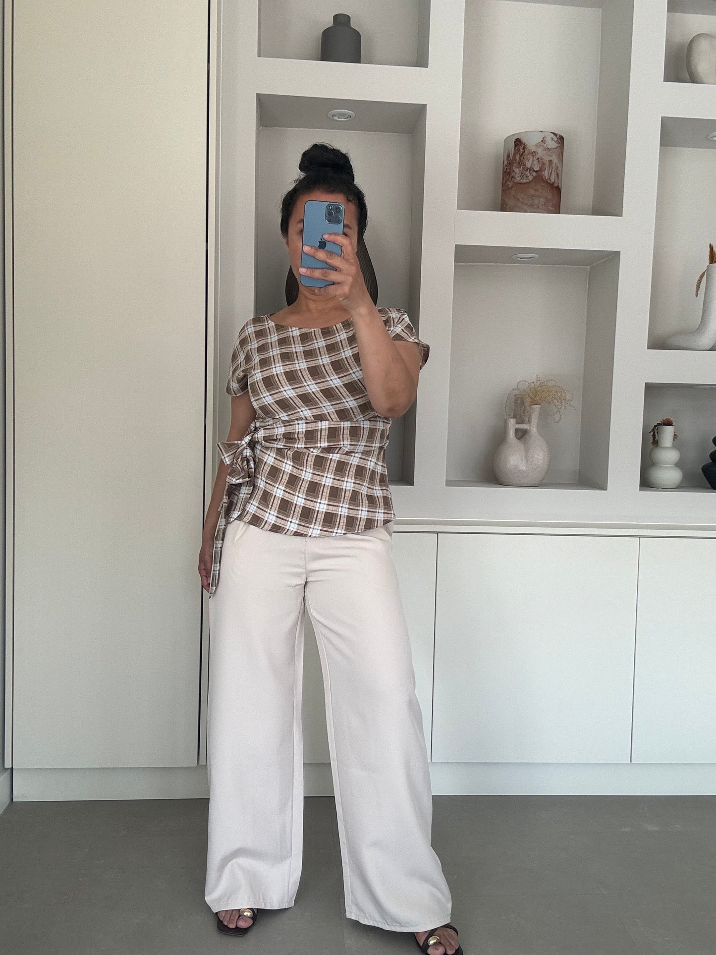 Wide leg pantalon beige