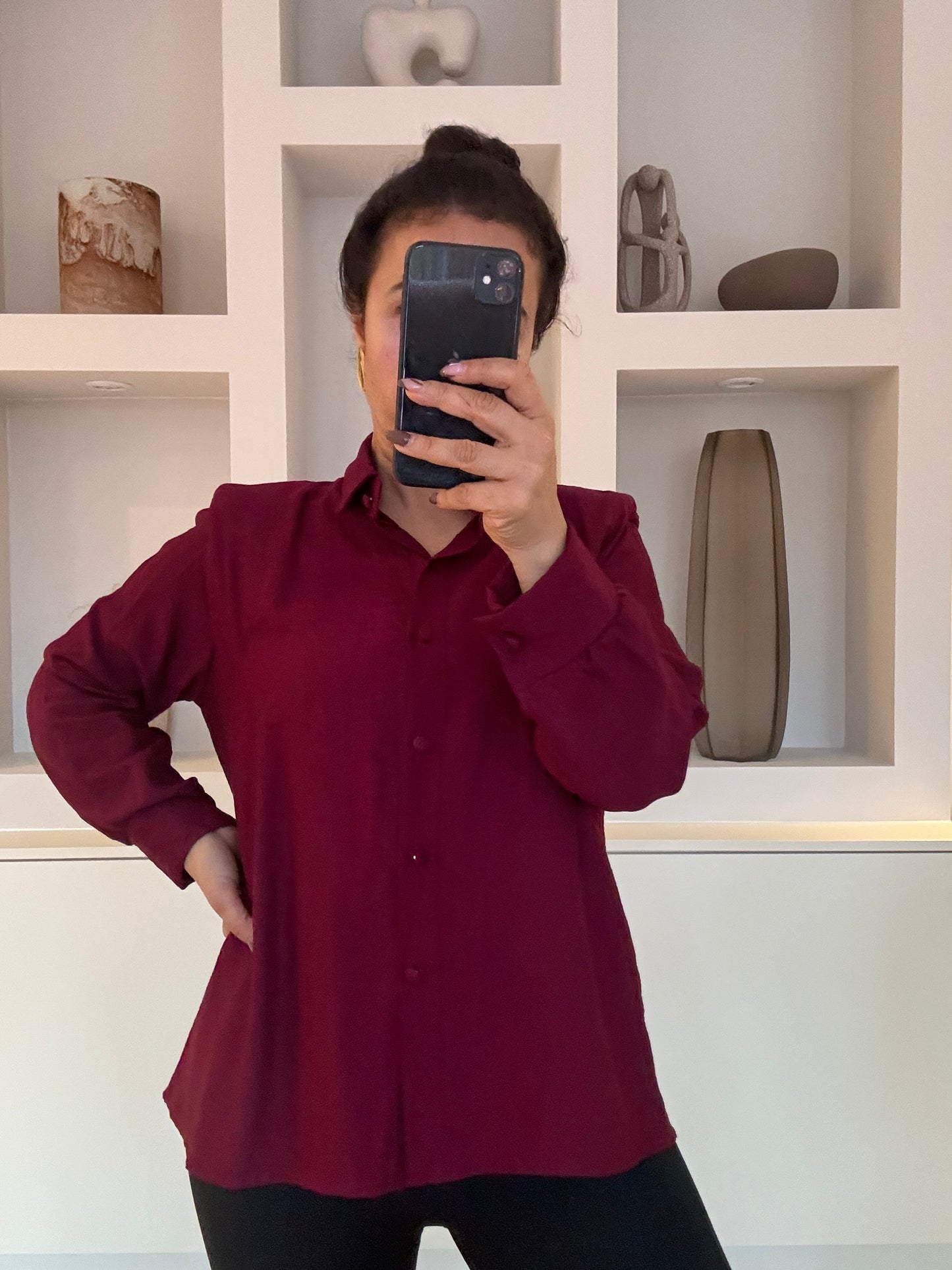Button blouse bordeaux