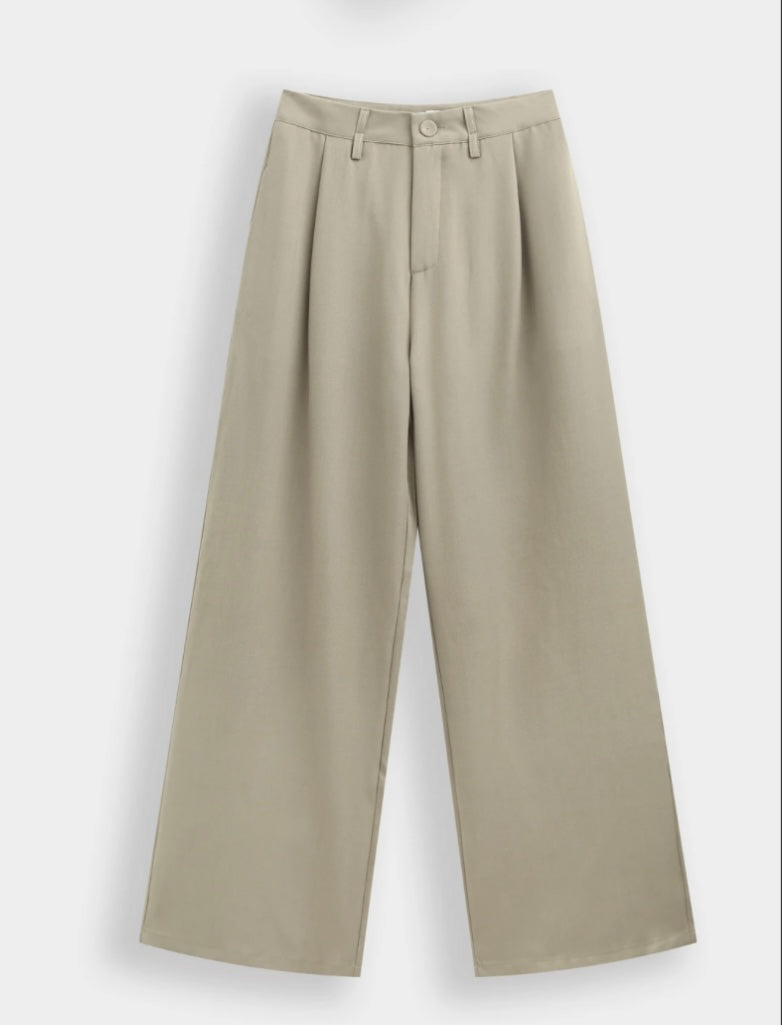 High waisted wide leg pantalon