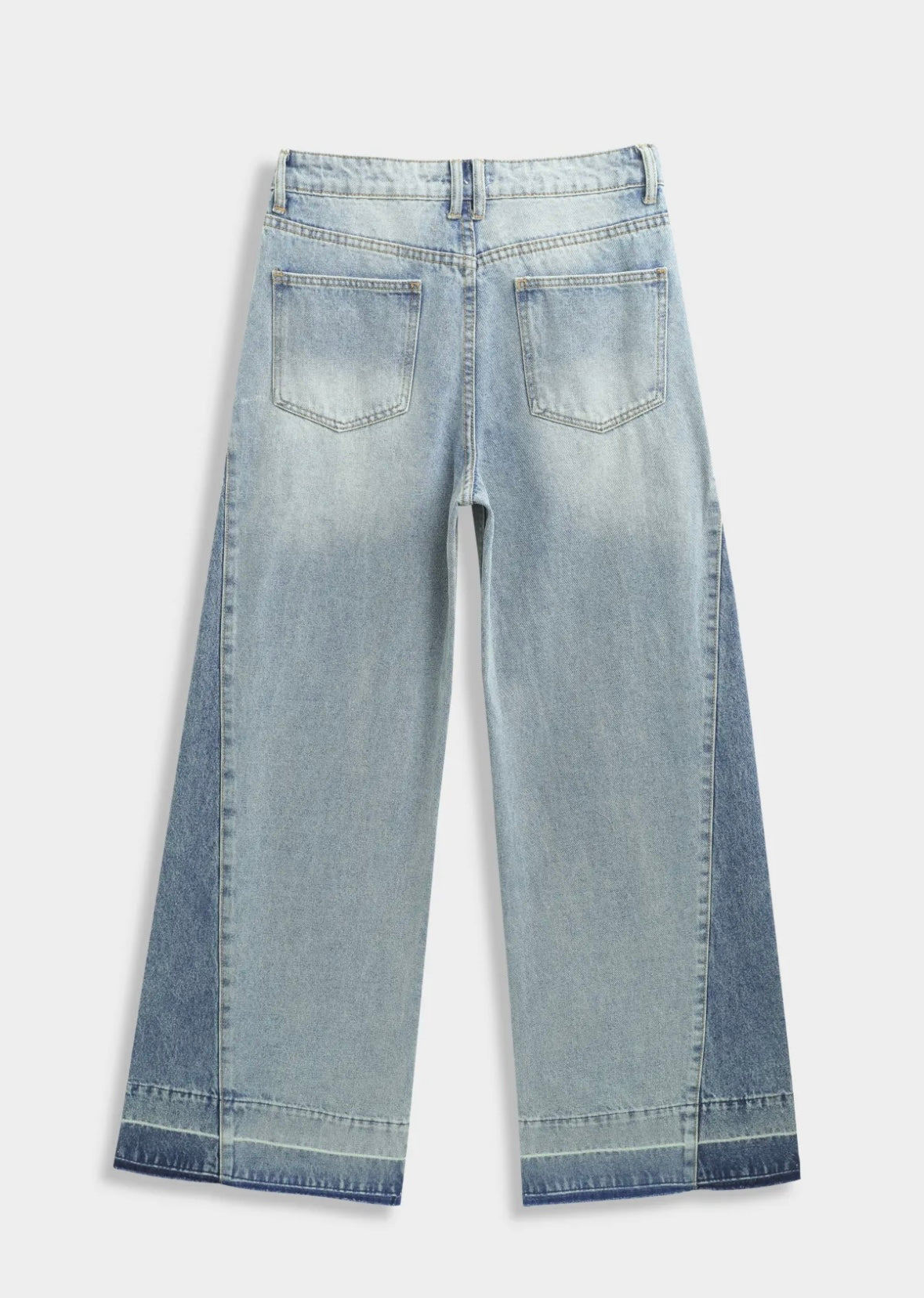 Contrast wide leg jeans