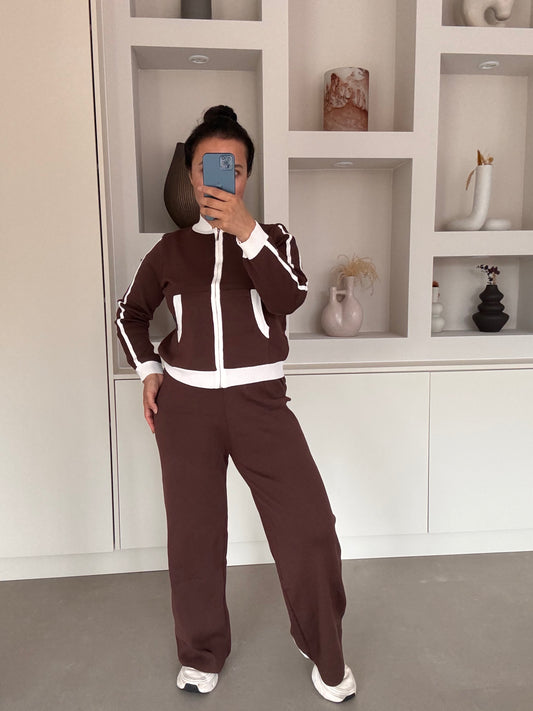 Petite knit set bruin