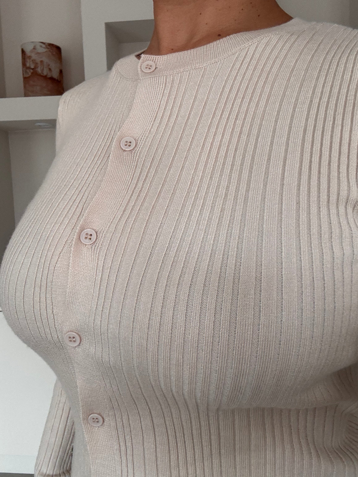 Ribbed frill cardigan
