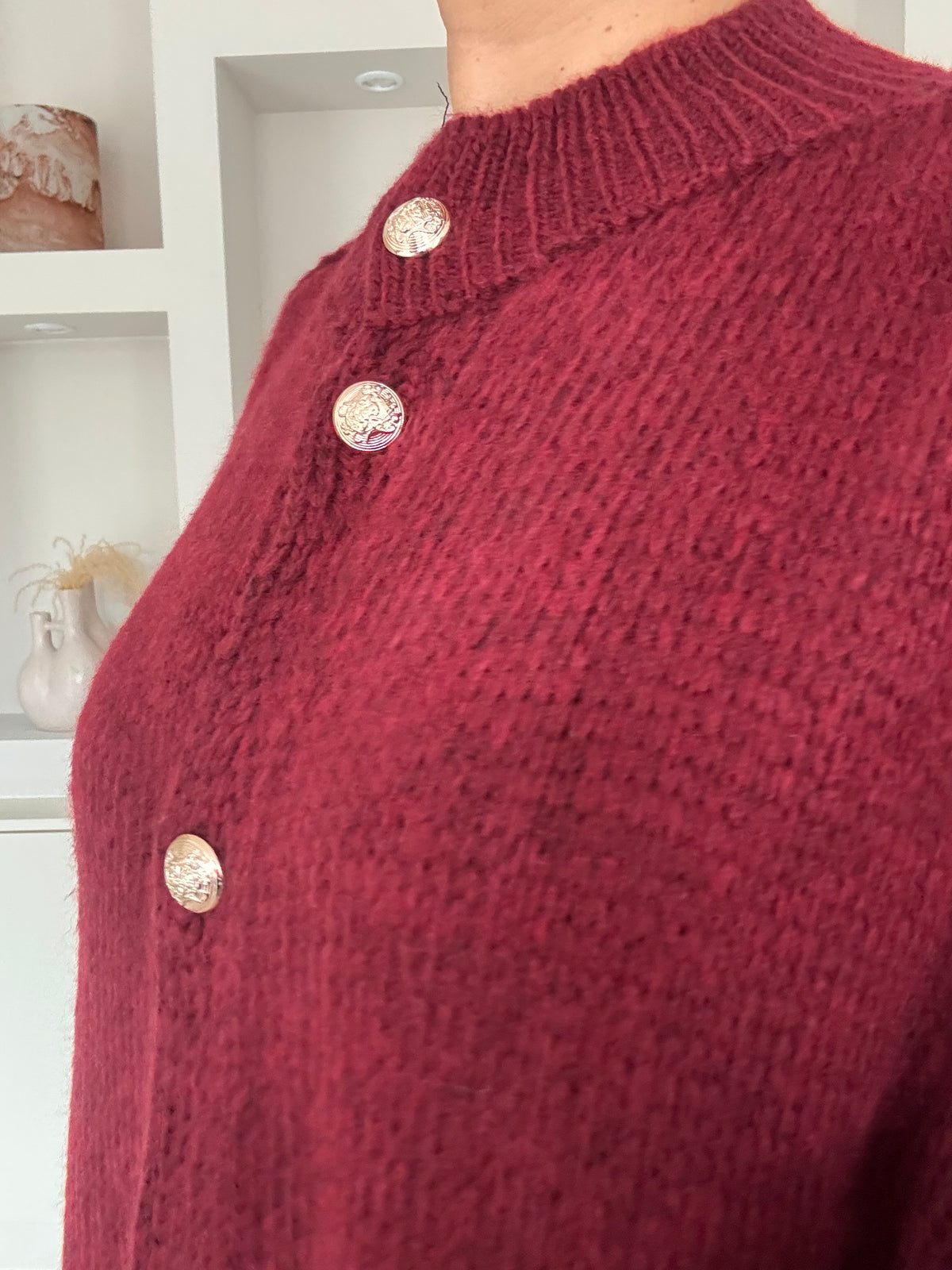 Button gardigan burgundy
