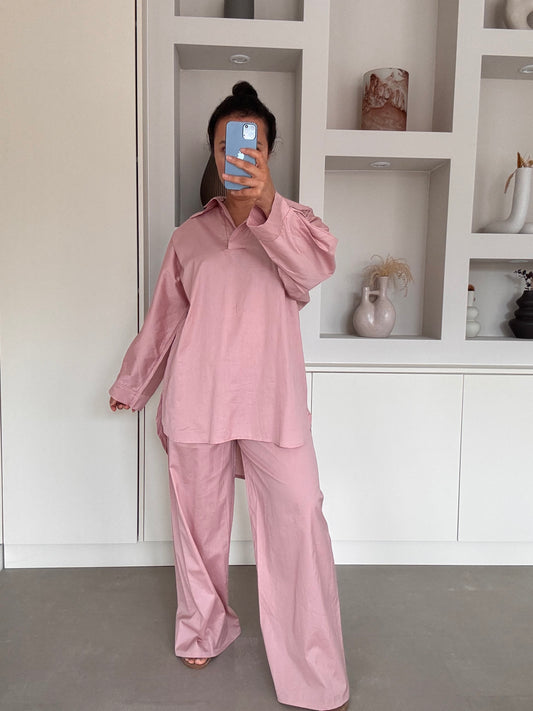 Katoenen set roze