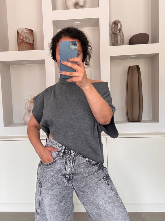 Classy off shoulder grijs