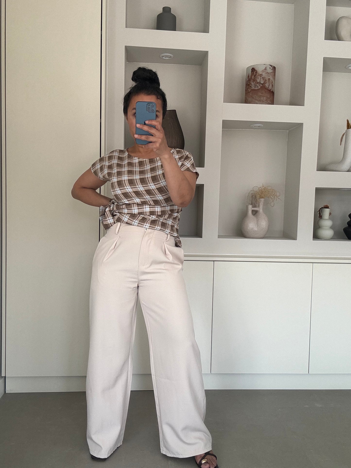 Wide leg pantalon beige