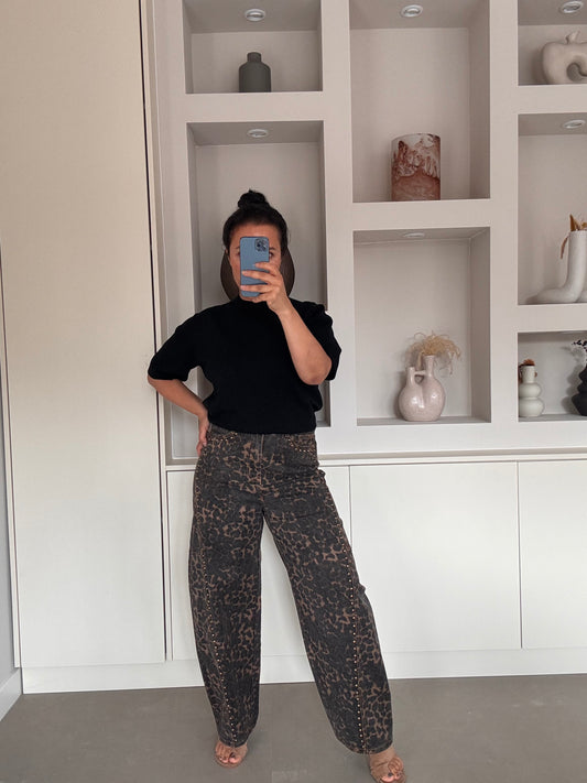 Leopard stud denim