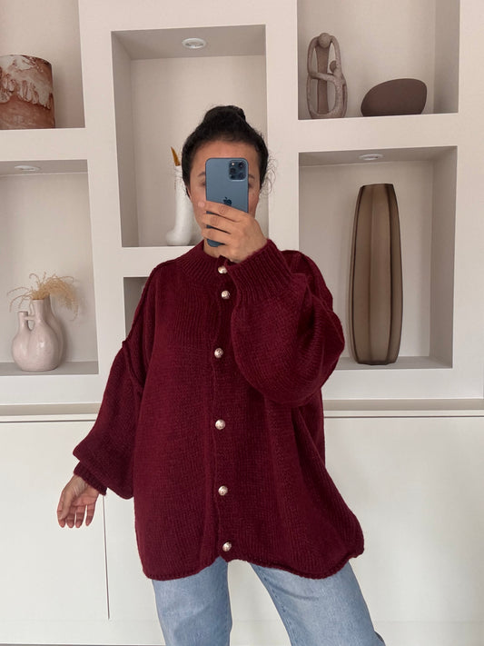Button gardigan burgundy