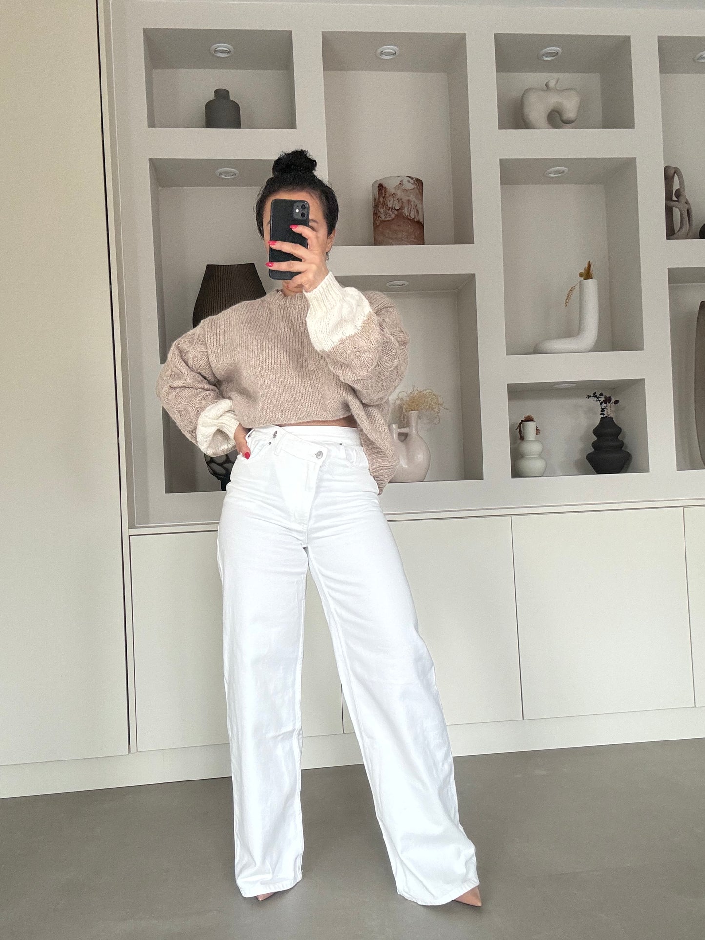 White wide leg jeans