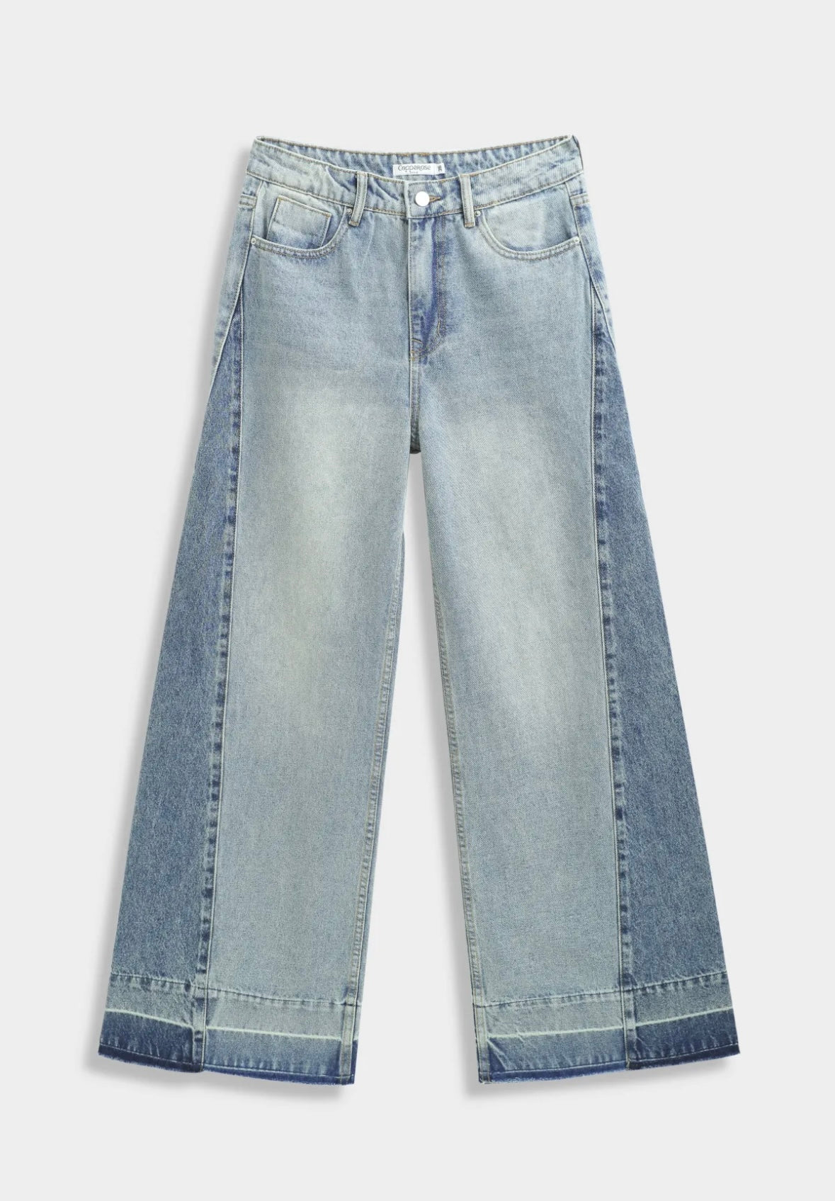 Contrast wide leg jeans