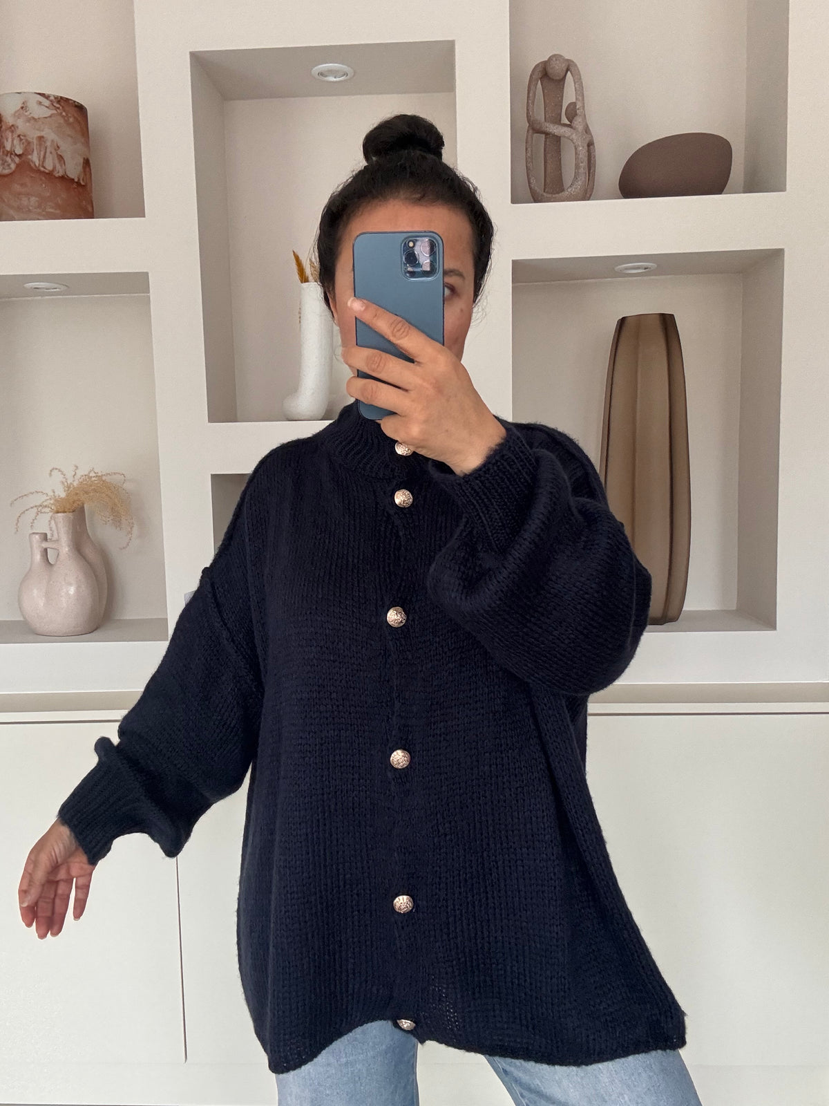 Button gardigan navy