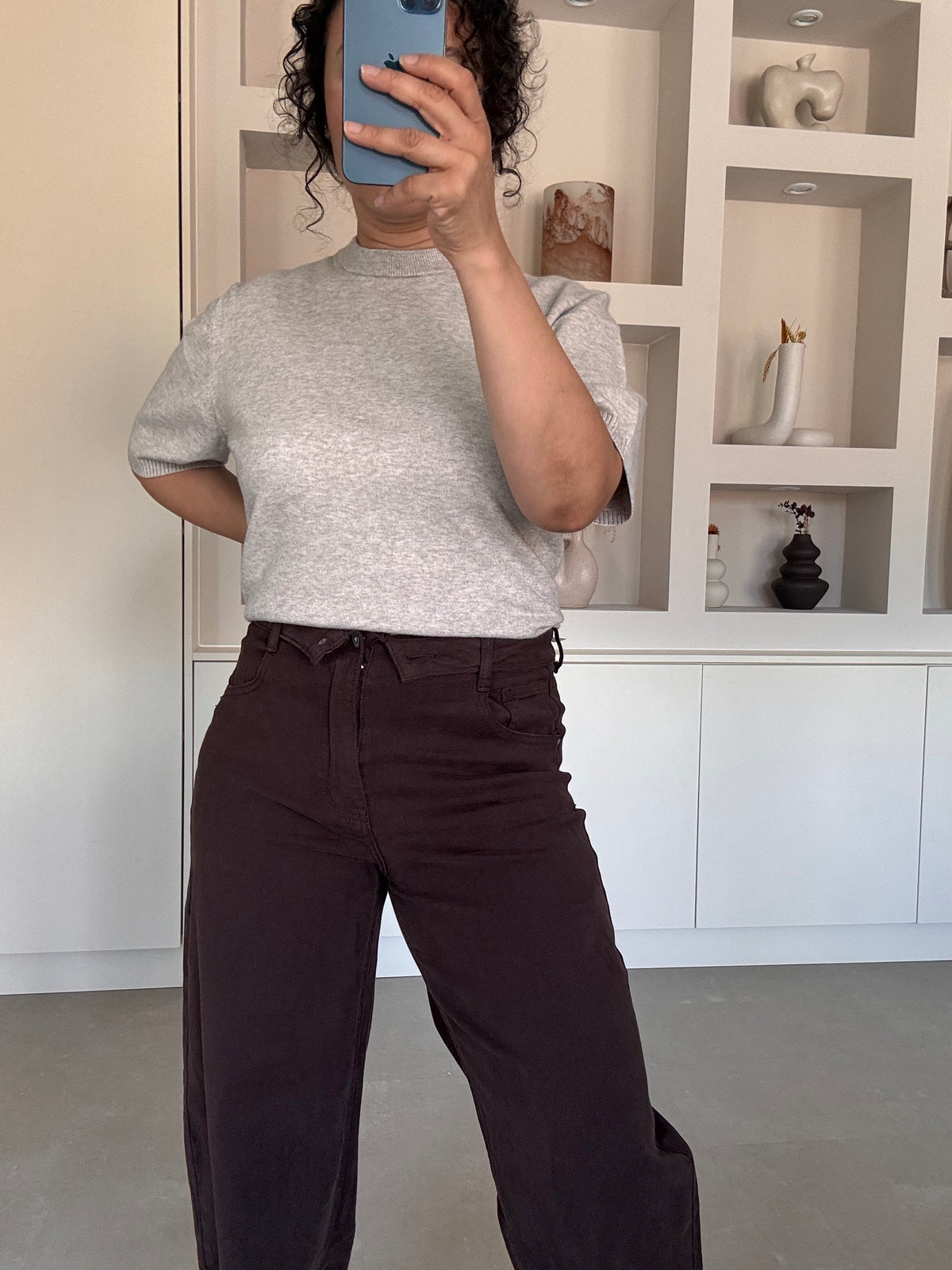 Folded denim jeans