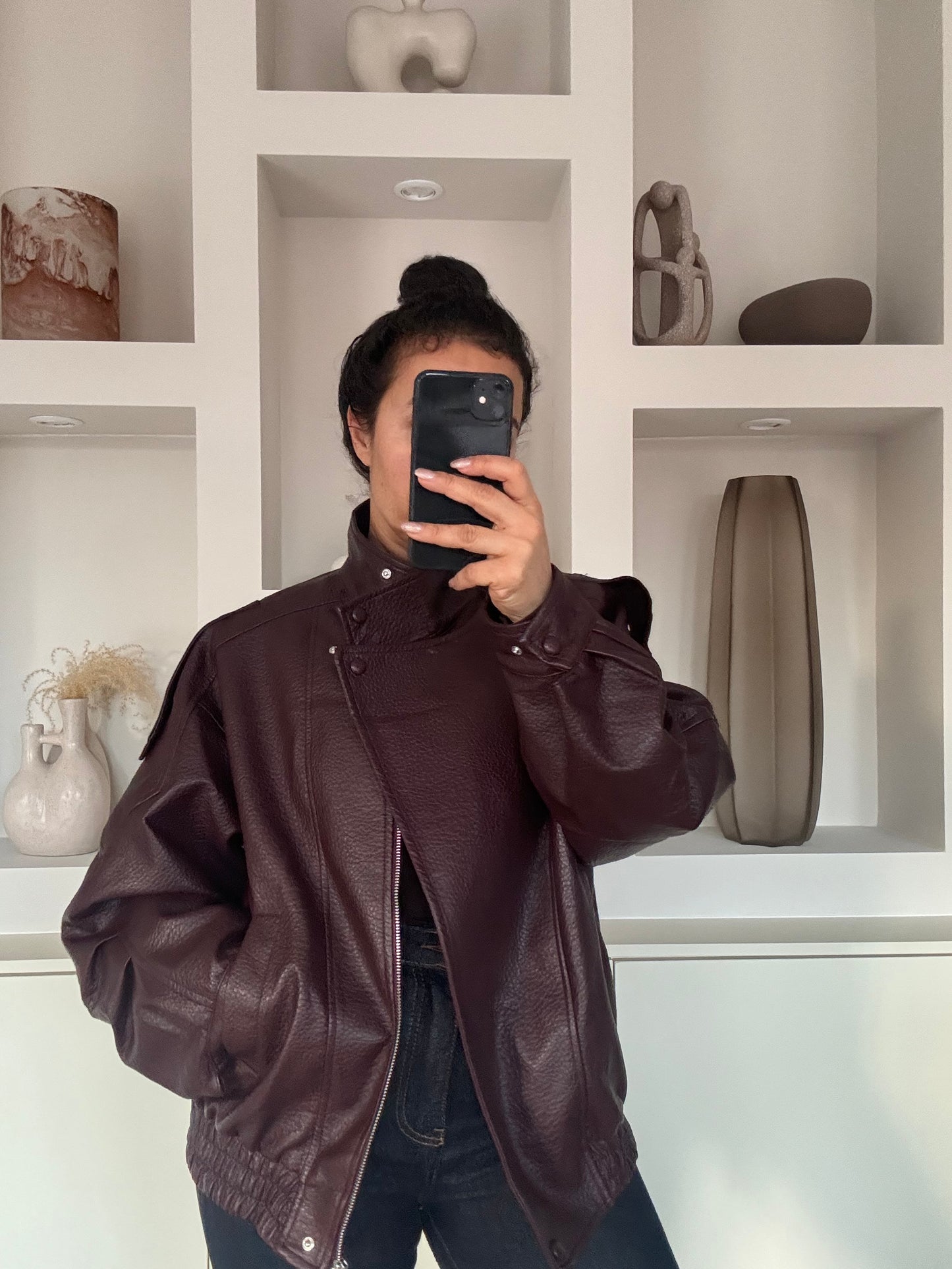 Verona faux leather jacket – bordeaux