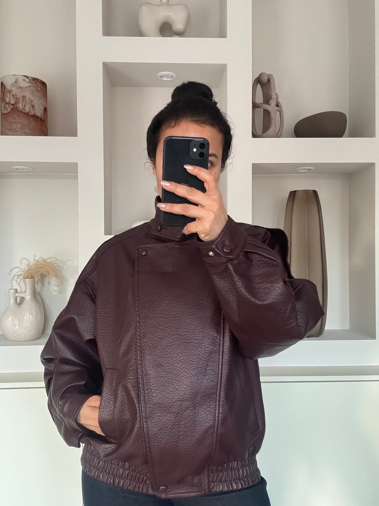 Verona faux leather jacket – bordeaux