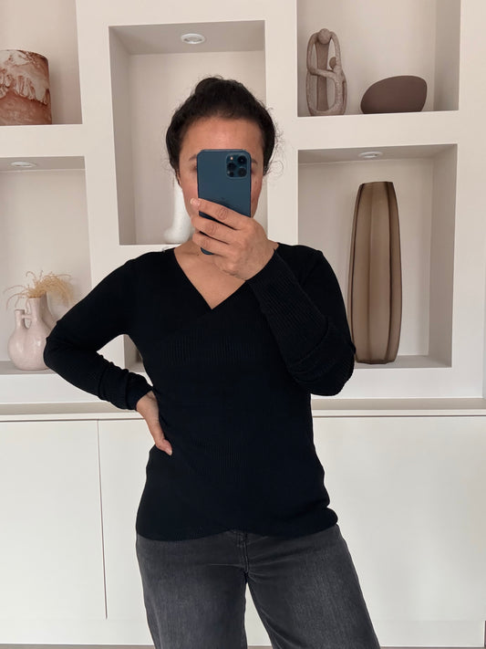 Wrap knit zwart