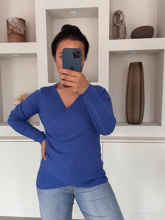 Wrap knit blauw
