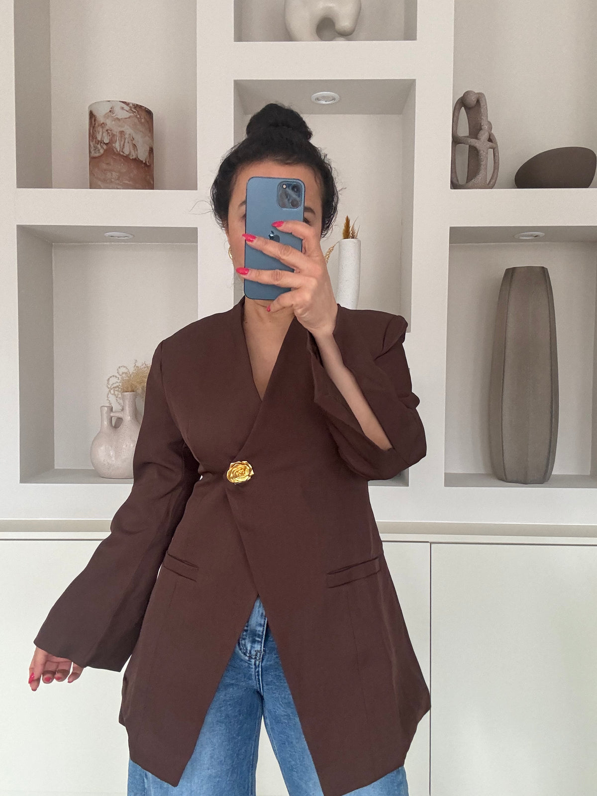 Flower blazer bruin