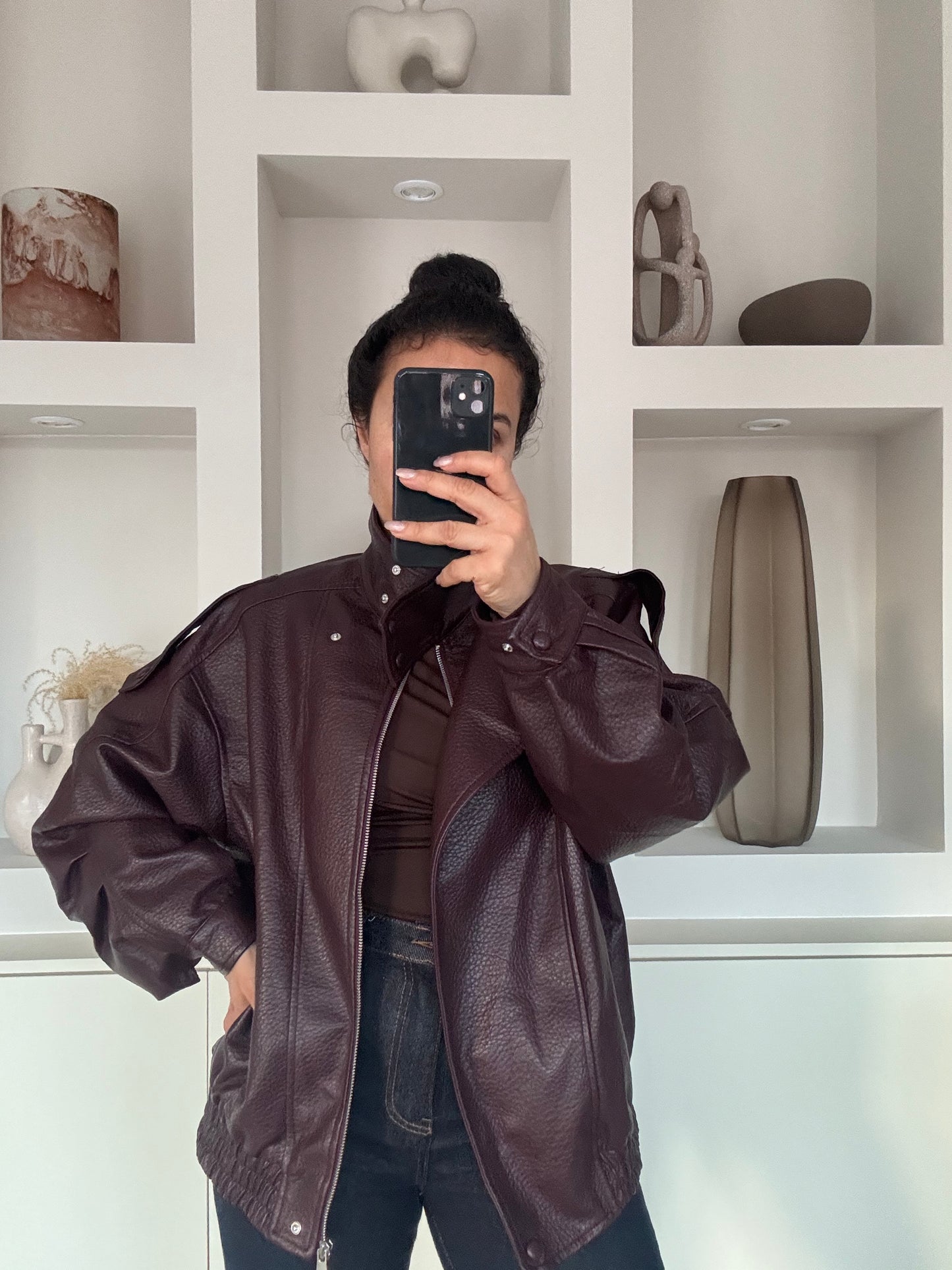 Verona faux leather jacket – bordeaux