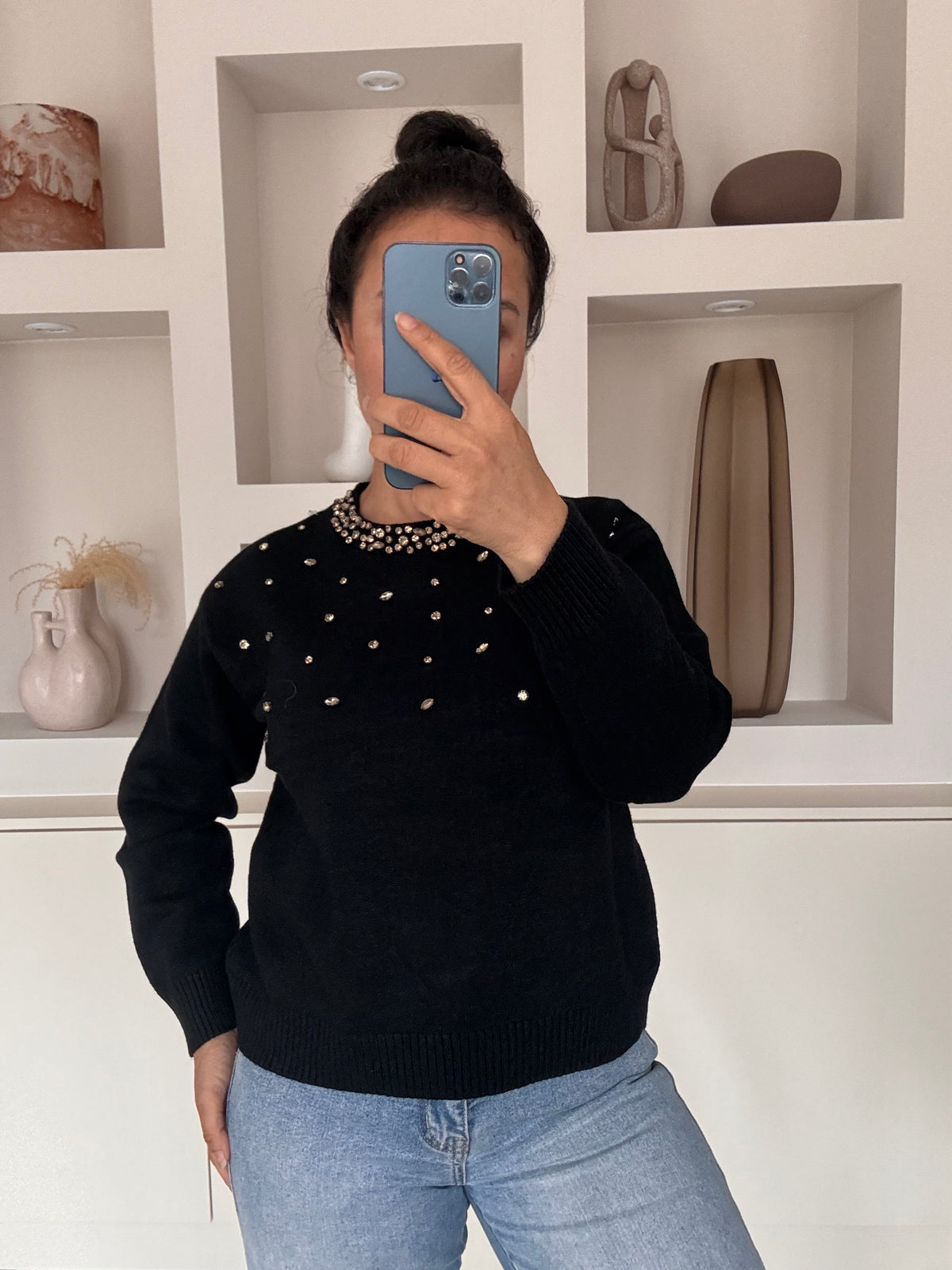Crystal knit zwart