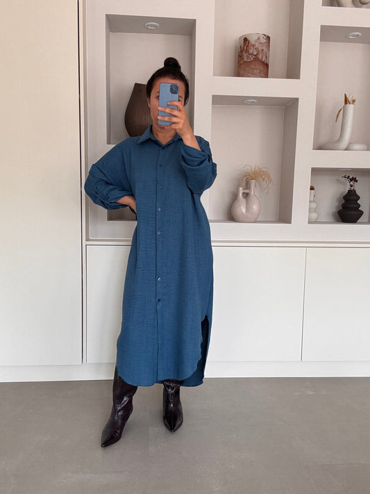Blouse dress blauw