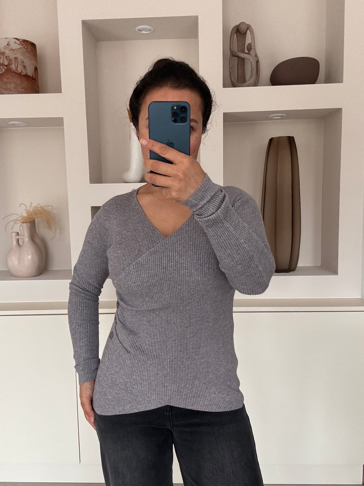 Wrap knit grijs
