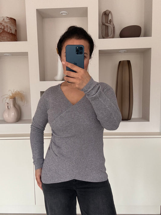 Wrap knit grijs