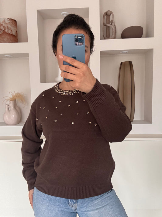 Crystal knit bruin