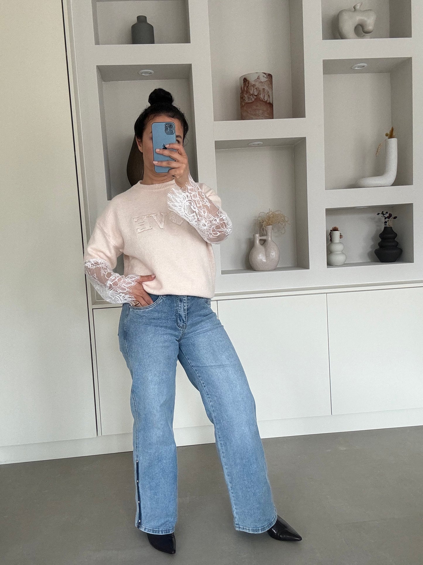 Wide leg split jeans- petit fit
