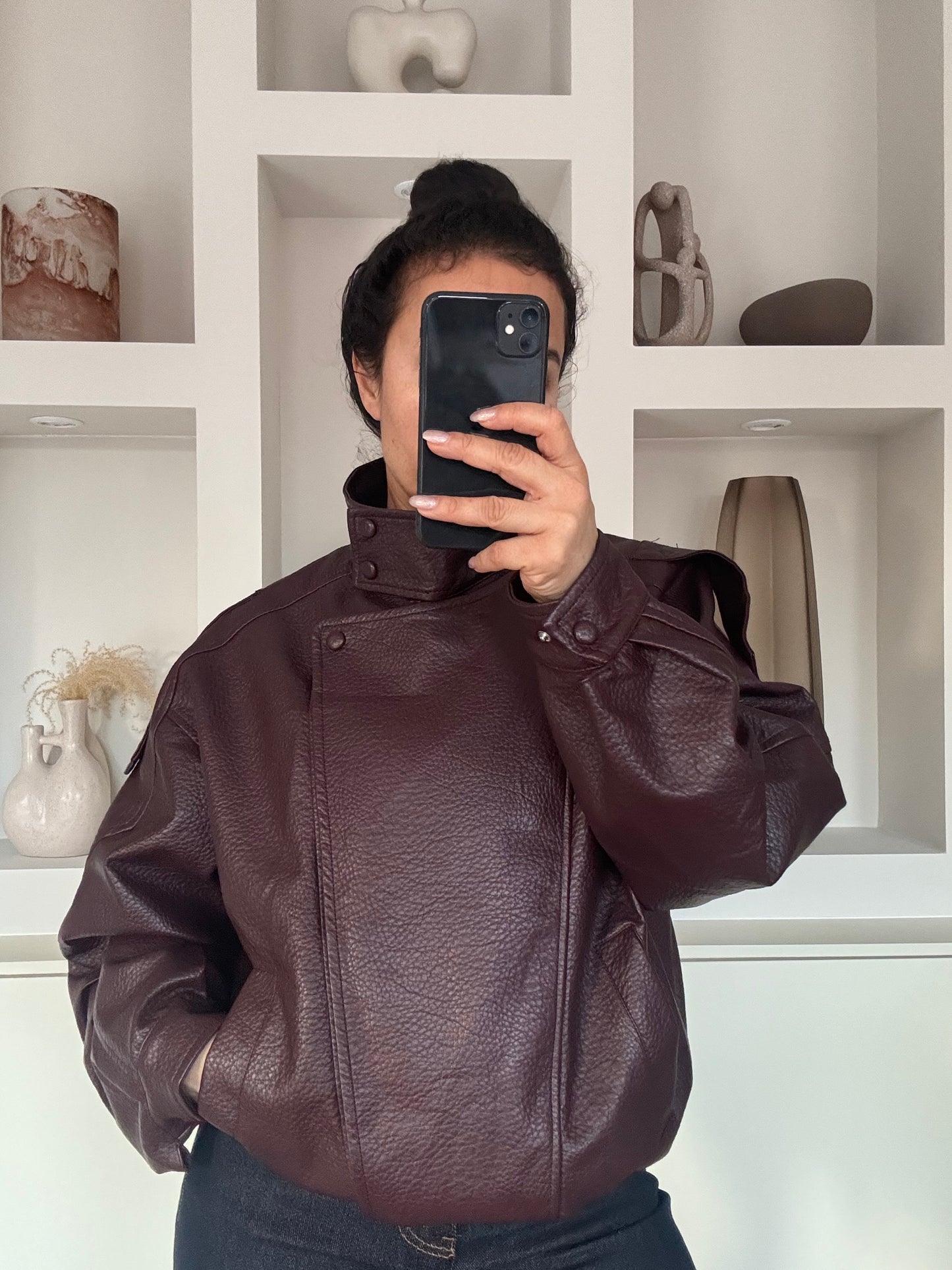 Verona faux leather jacket – bordeaux