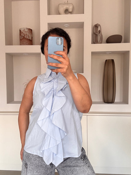 Ruffle blouse blauw