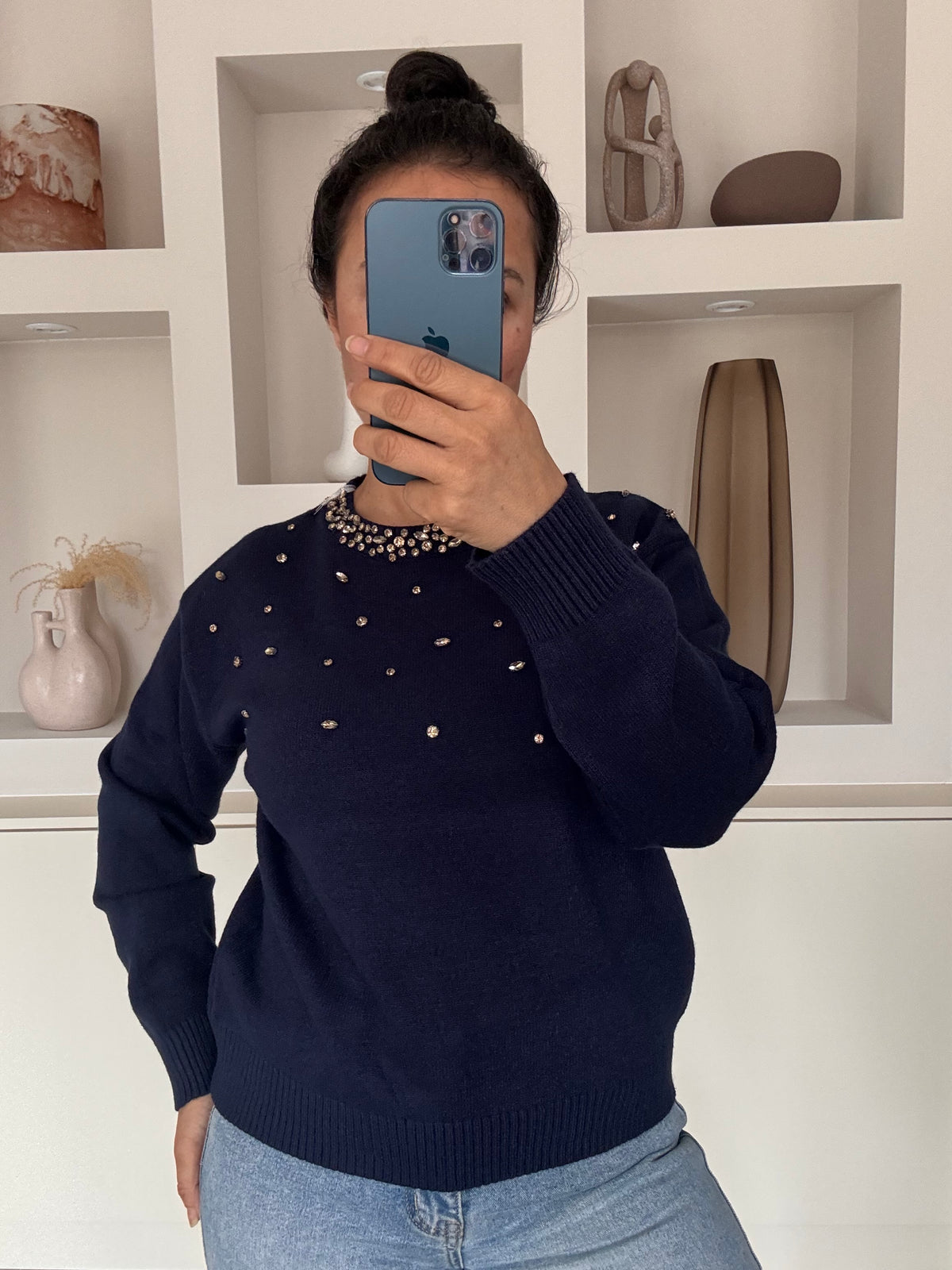 Crystal knit navy