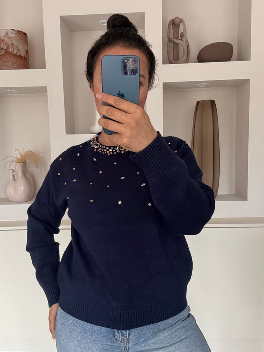 Crystal knit navy