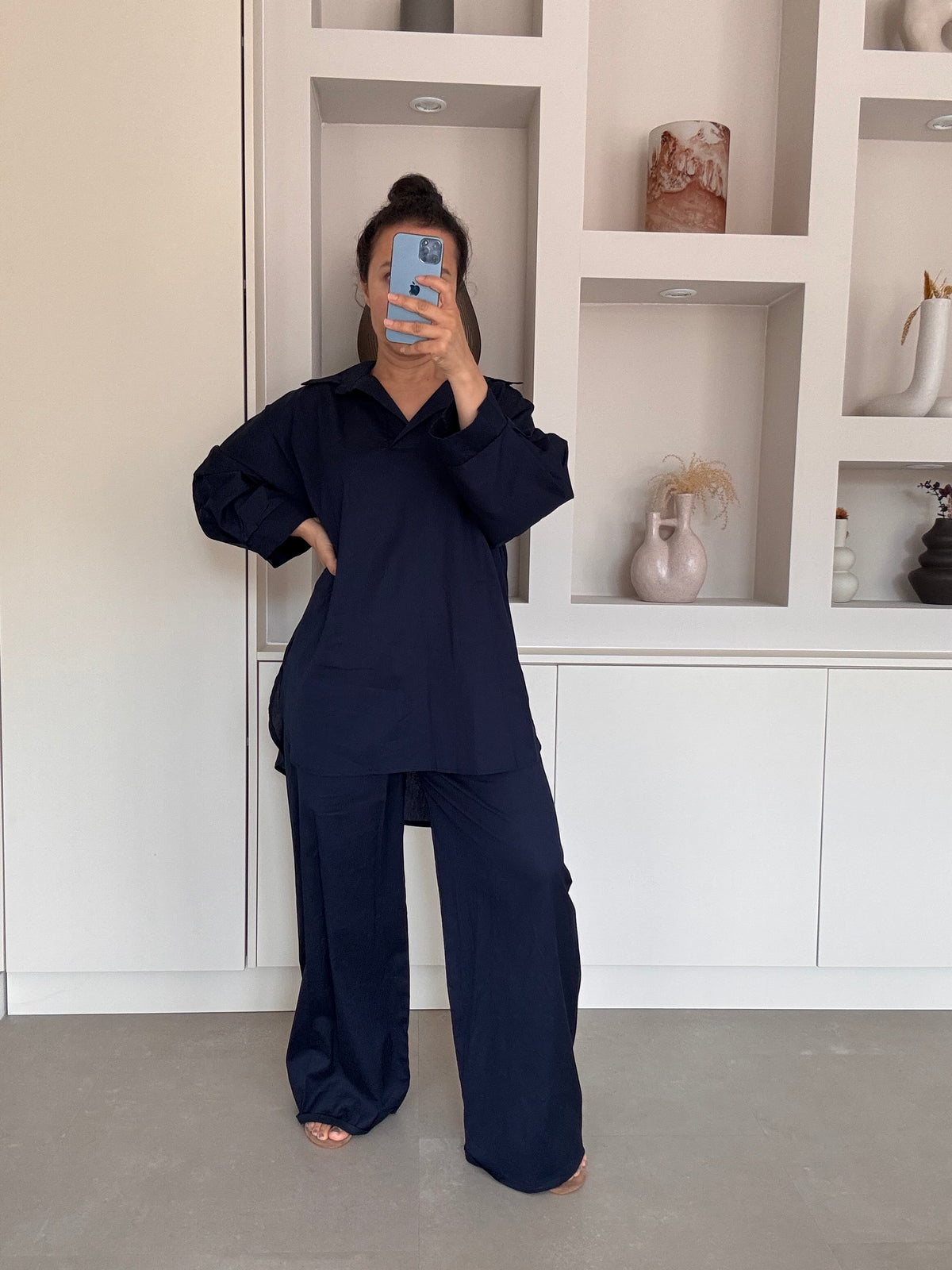 Katoenen set navy