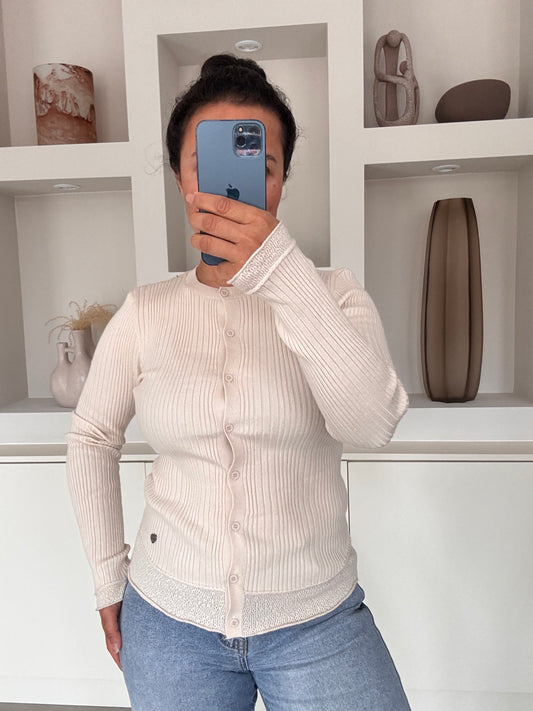 Ribbed frill cardigan
