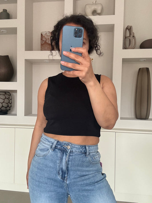 Cropped top zwart