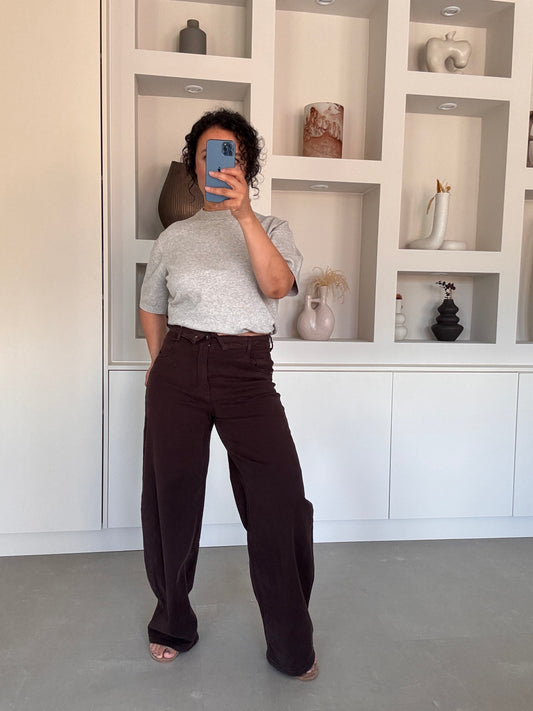 Folded denim jeans