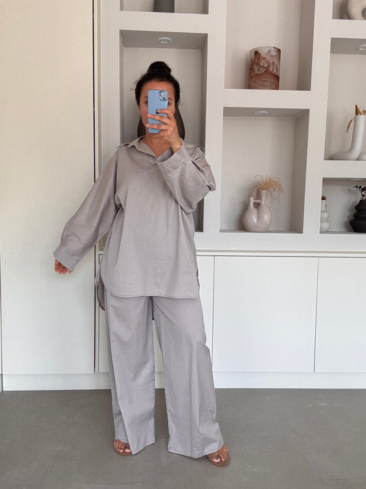 Katoenen set taupe