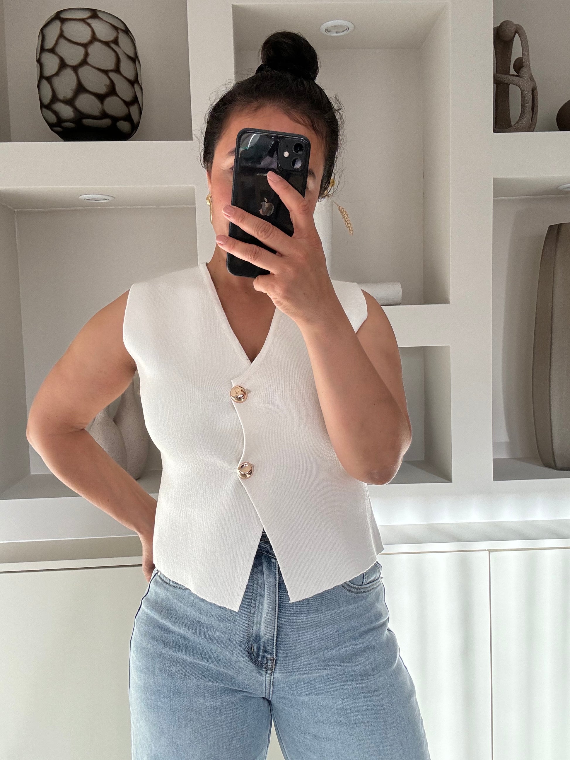 LINA Witte Knit Gilet