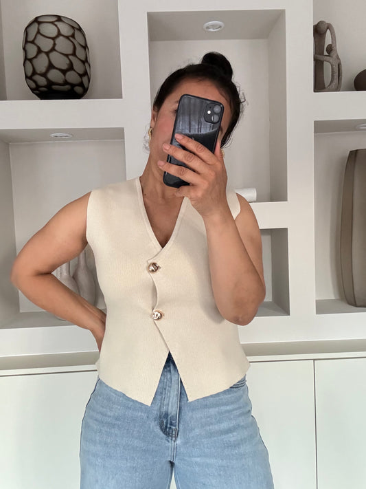 Lina beige knit gilet