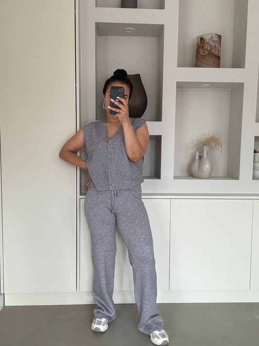 Knitted loungewear set – grijs