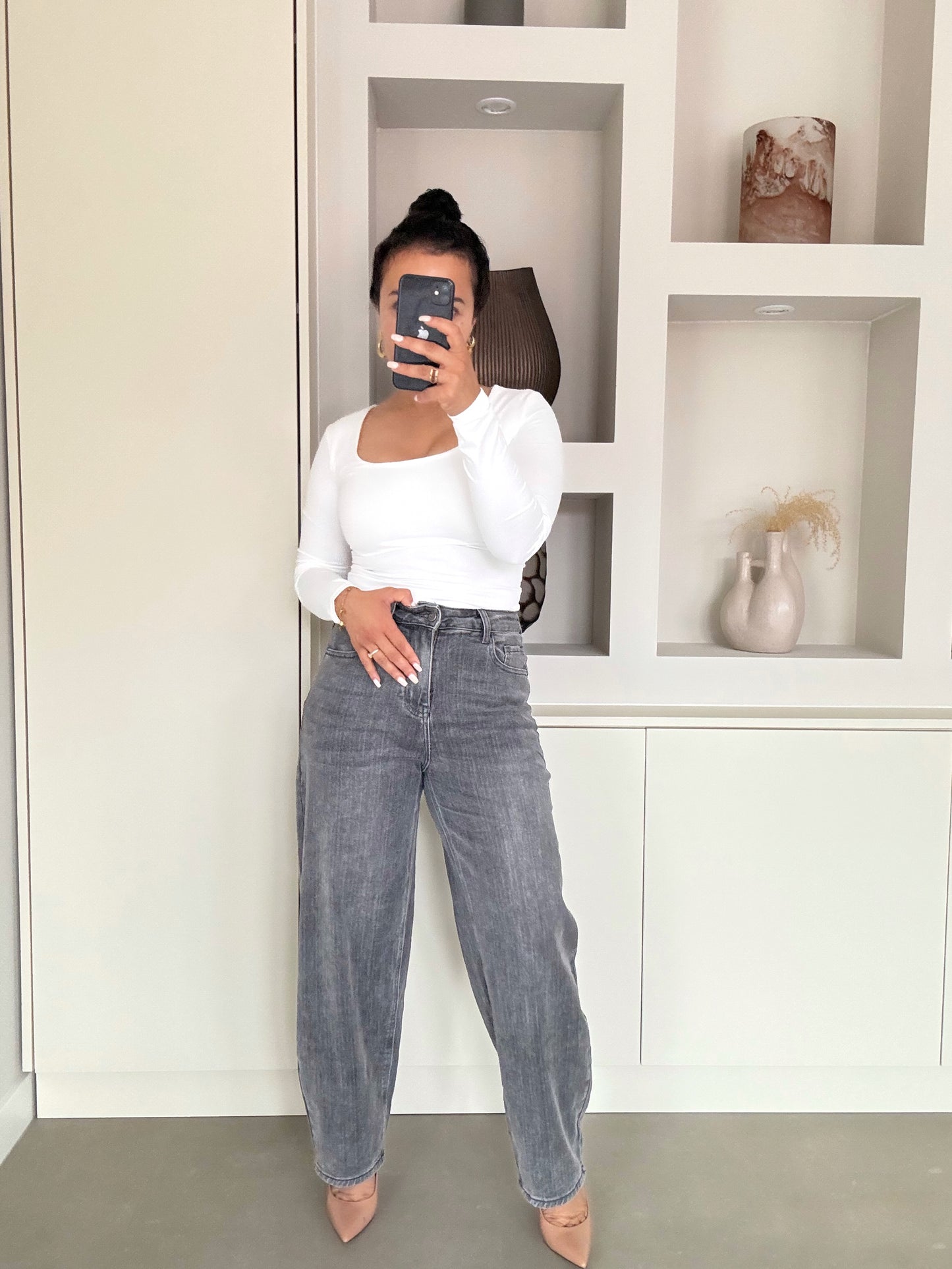 Mila Top met vierkante hals – Wit