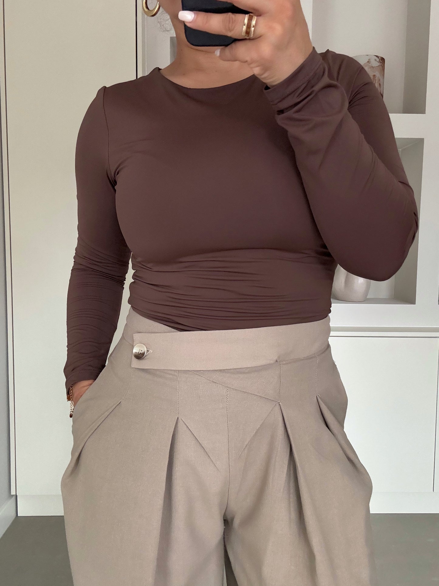 Luxe wide leg pantalon – Beige