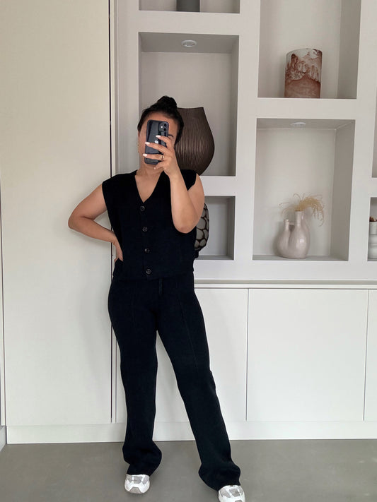 Knitted loungewear set – Zwart