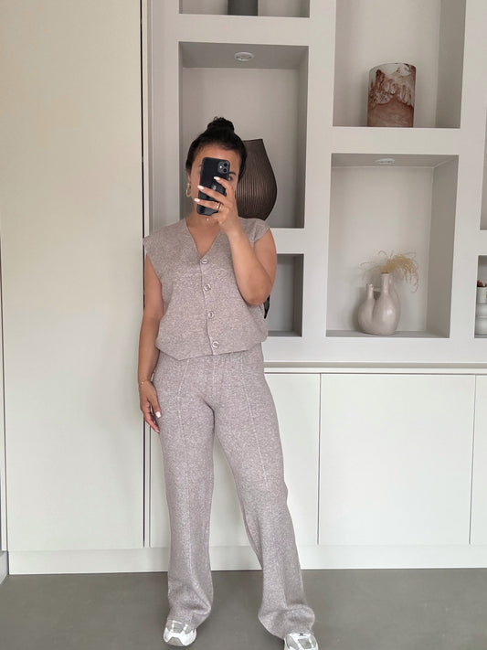 Knitted loungewear set – Taupe