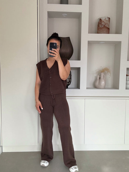 Knitted loungewear set – Bruin