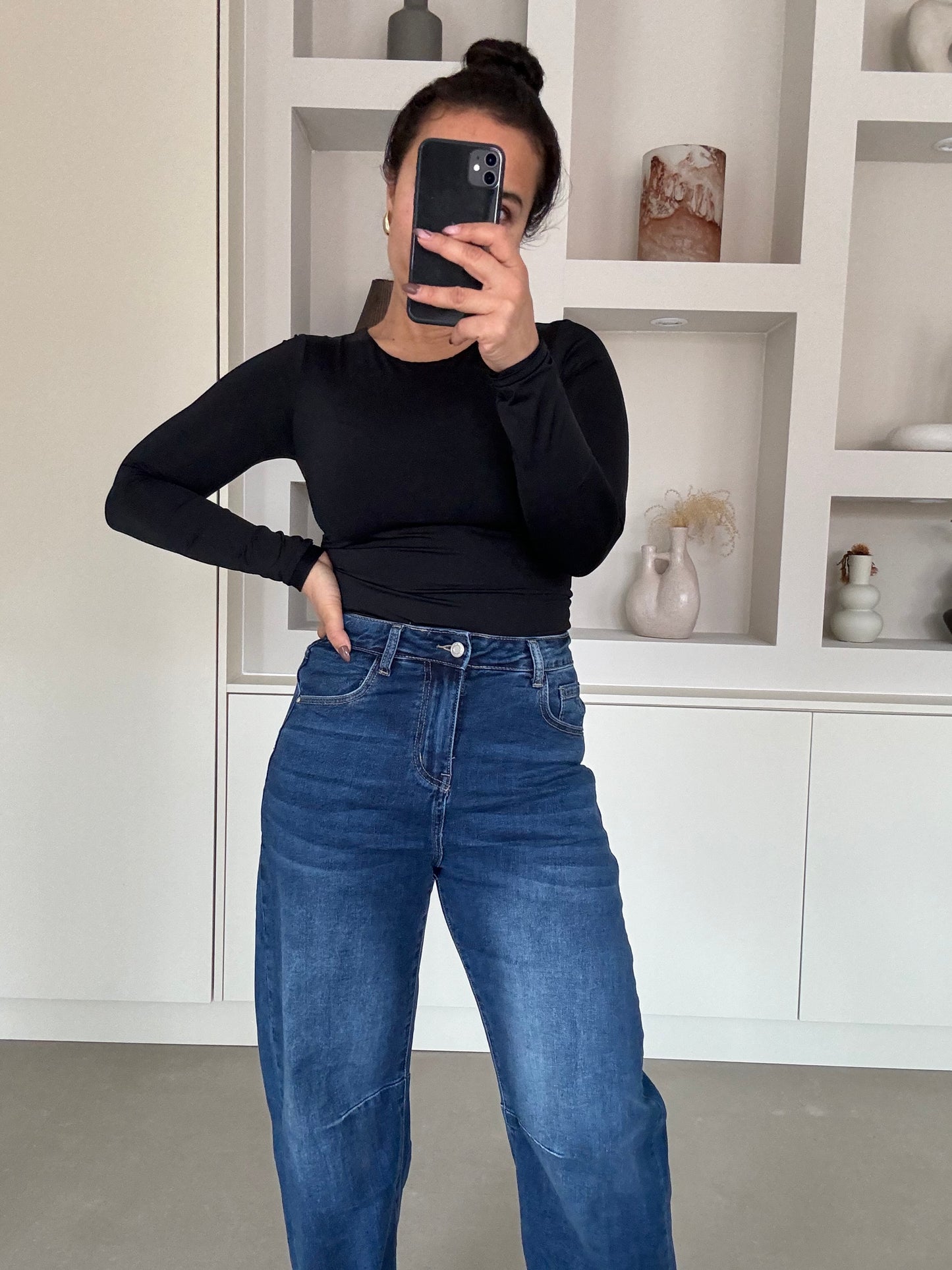 Naadloze basic body - zwart