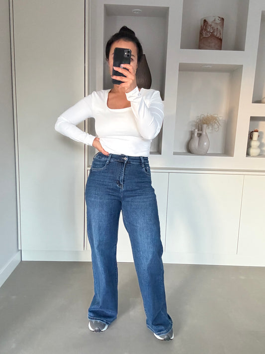 Wide Leg Denim – Classic Blue