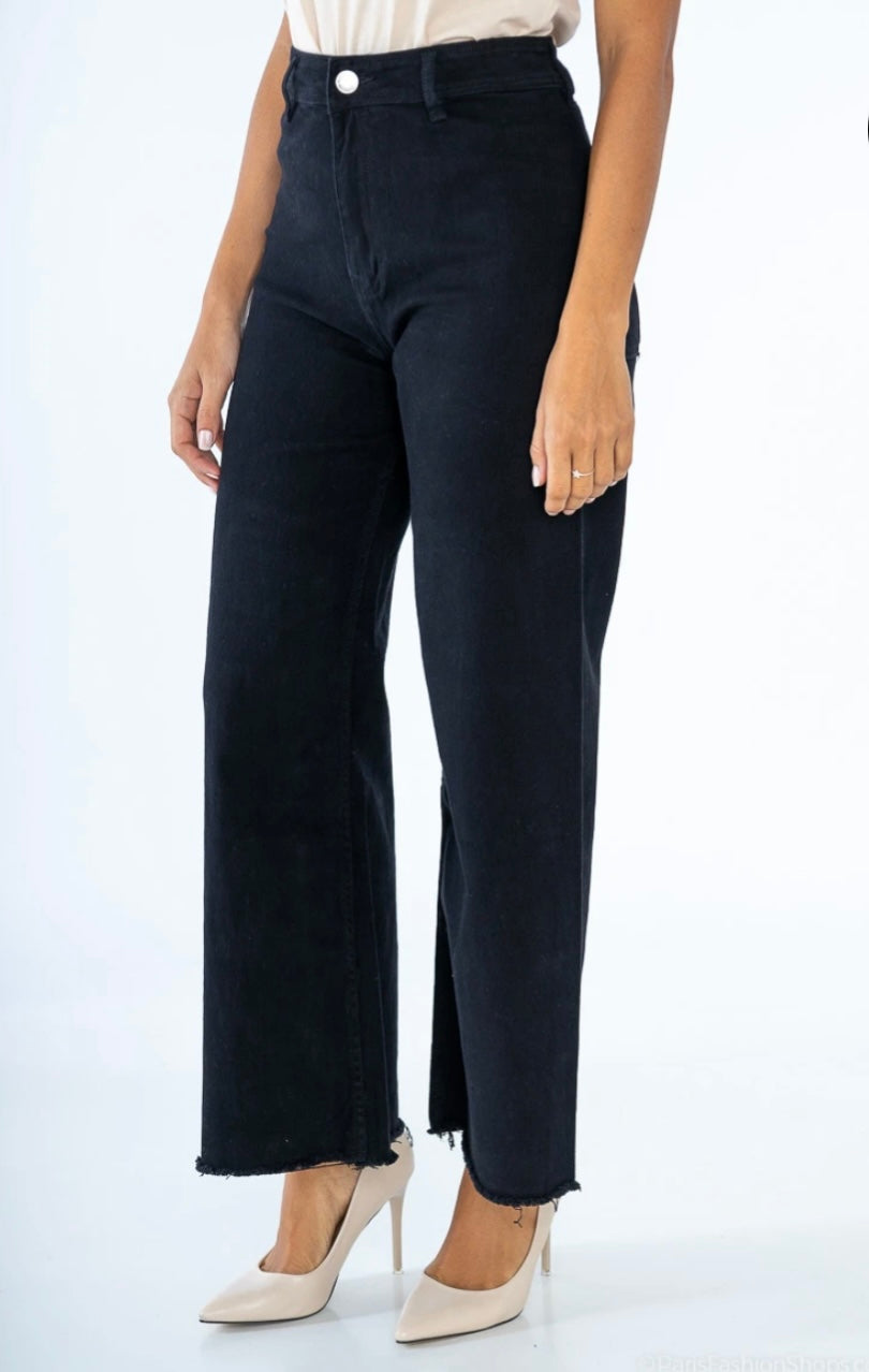 PETITE – High waist wide leg jeans